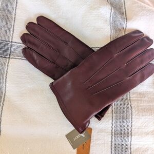 NWT J. Crew Men's Cashmere-Lined Leather Gloves - Brown